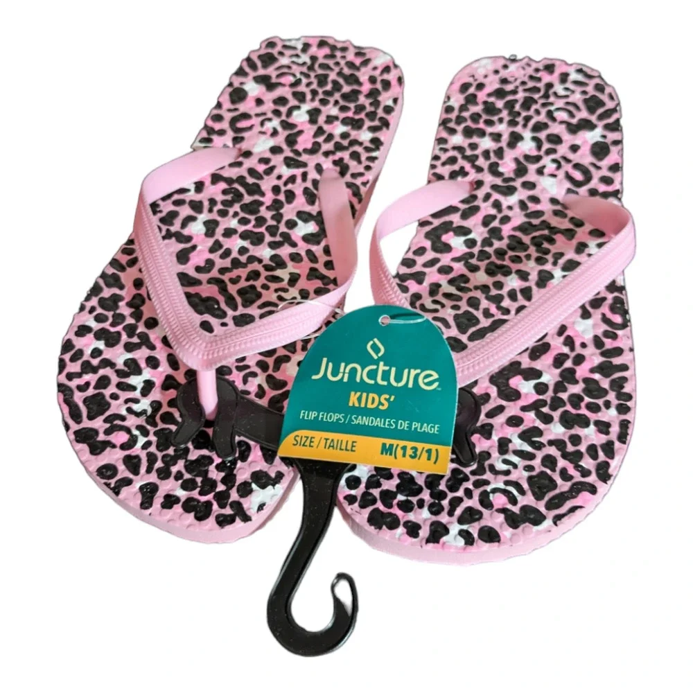Pink Animal Print Sandals - Little Girls - Size M 13/1 - Flip Flop - Casual Wear